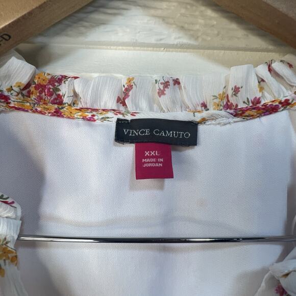 Vince Camuto Tiered Mini dress XXL floral white lined flowy long sleeve - Picture 8 of 13